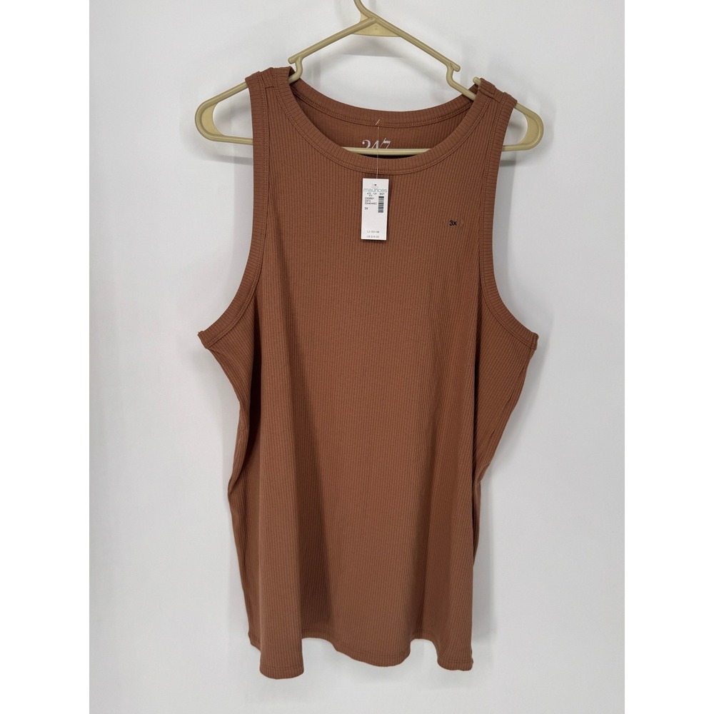 Maurices Tank Top Womens 3X Brown NWT Ribbed Scoop Neck 24/7 Stretch Basic